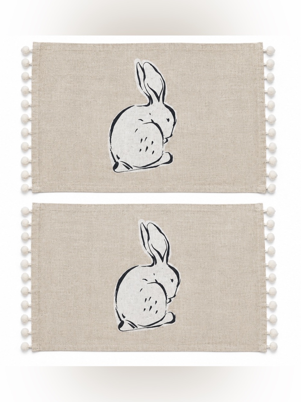 Target Tan Table Linens with Pom-Pom Trim